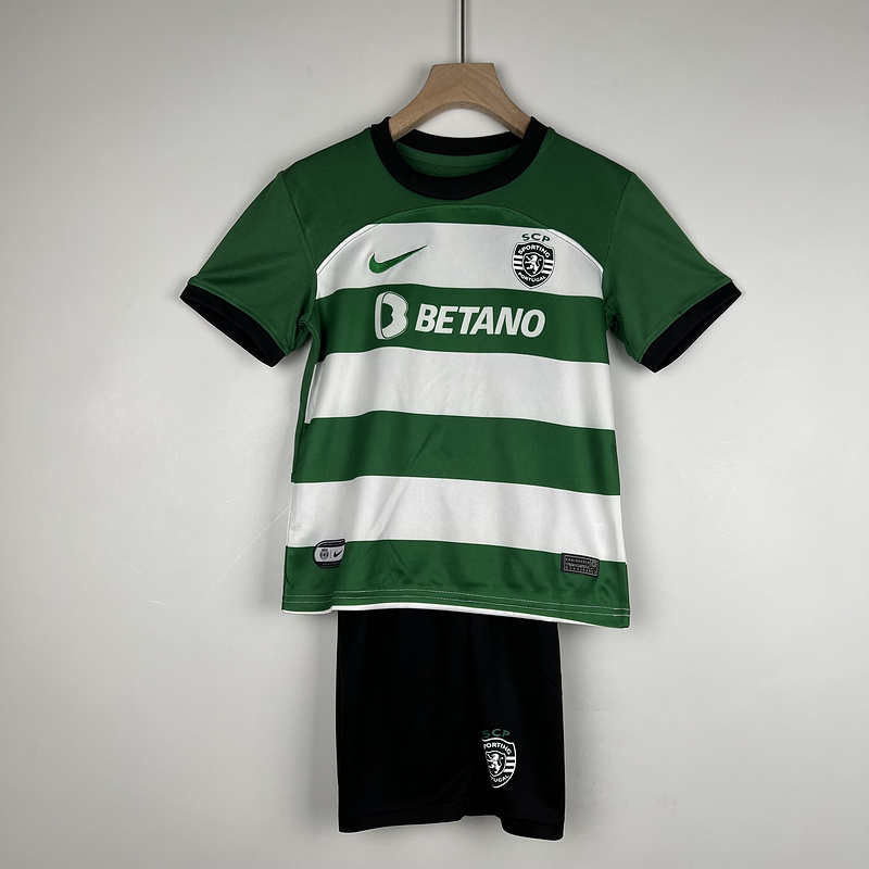 23/24 Kids Sporting Lisbon Home Soccer Jerseys Football Shirt