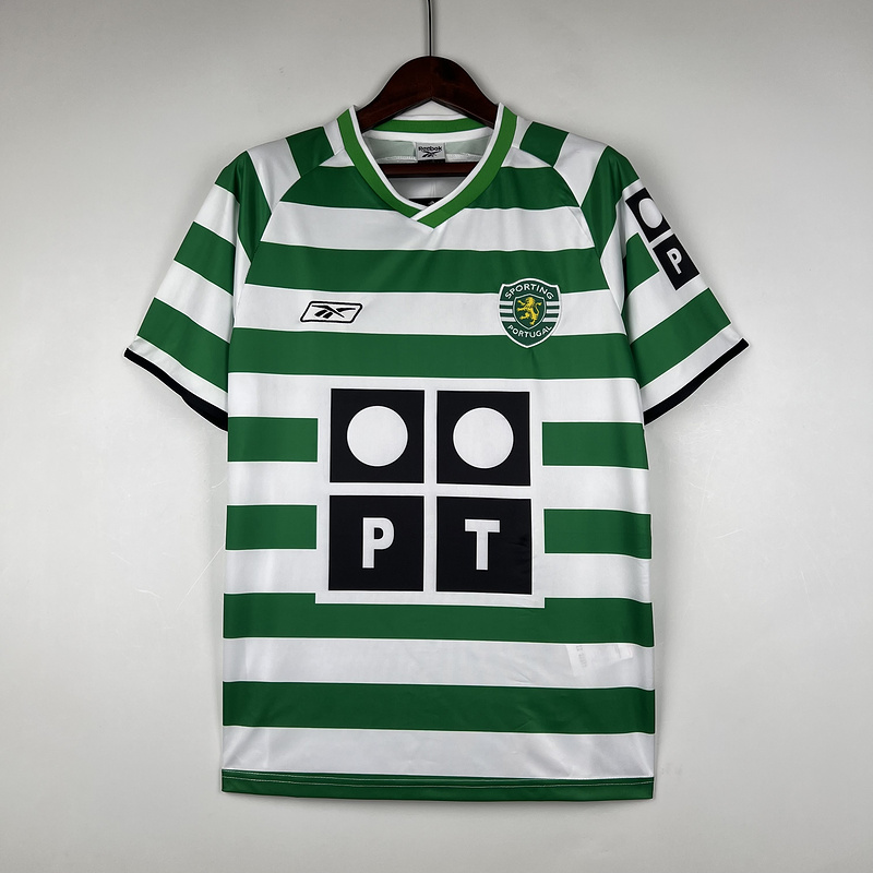  Retro 03/04 Sporting Lisbon Home Soccer Jerseys Football Shirt