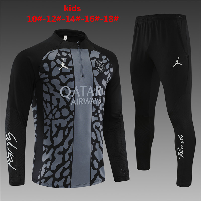 2324 PSG Gray and black [camouflage style]  Kids Tracksuit