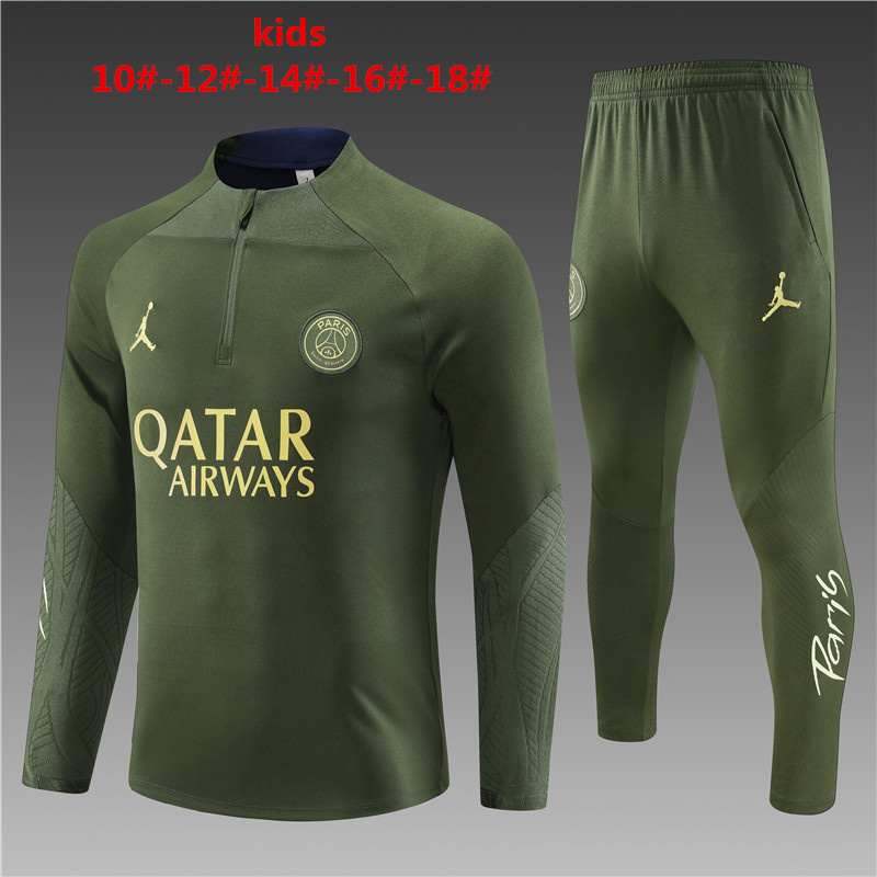 2324 Kids PSG Army Green Tracksuit