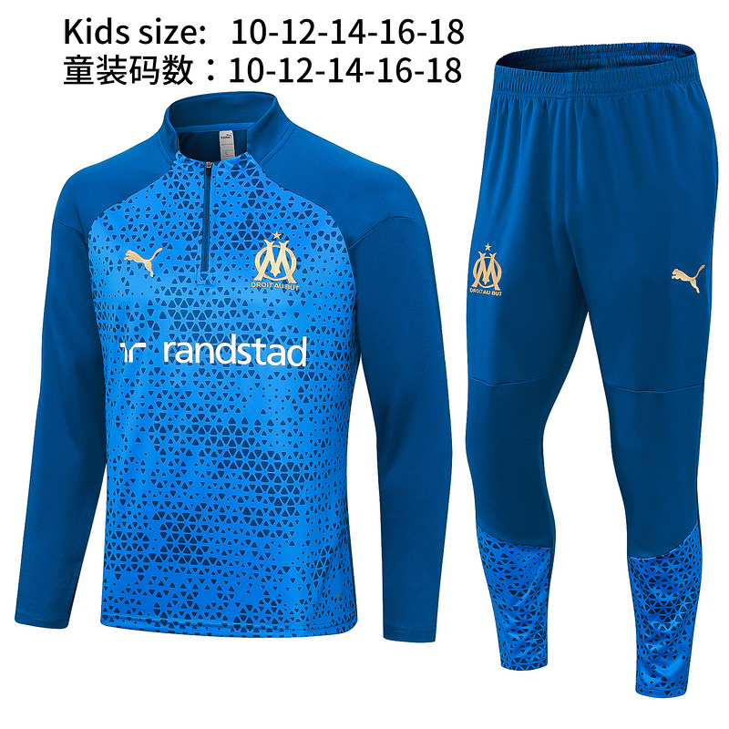 23/24 Marseille Blue shirt print kids Tracksuit