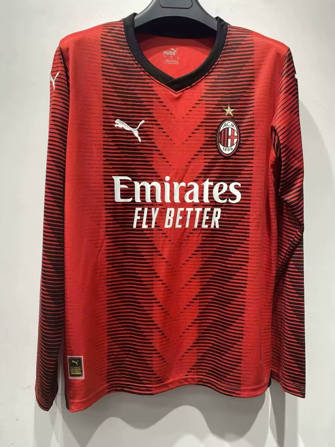 Fans Verison 23\24 Long Sleeve AC Milan Home Soccer Jerseys Football Shirt