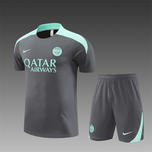 24/25 PSG Dark gray with light blue Training Soccer Jerseys