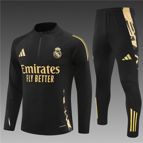 24/25 Real Madrid black golden half zip Tracksuit