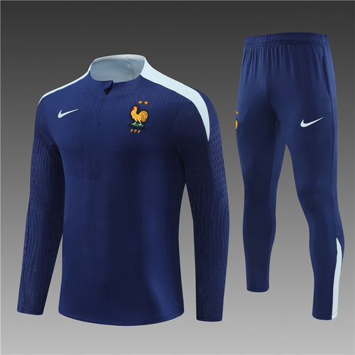 24/25 France royal blue half zip Tracksuit