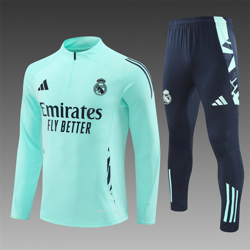 24/25 Real Madrid lake blue half zip Tracksuit