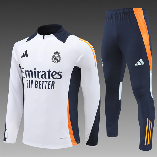 24/25 Real Madrid White half zip Tracksuit