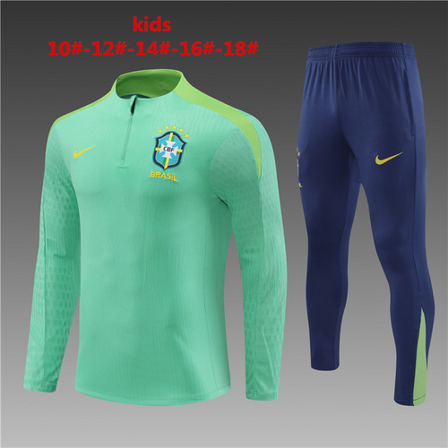 24/25 Brazil green kid half zip tracksuit