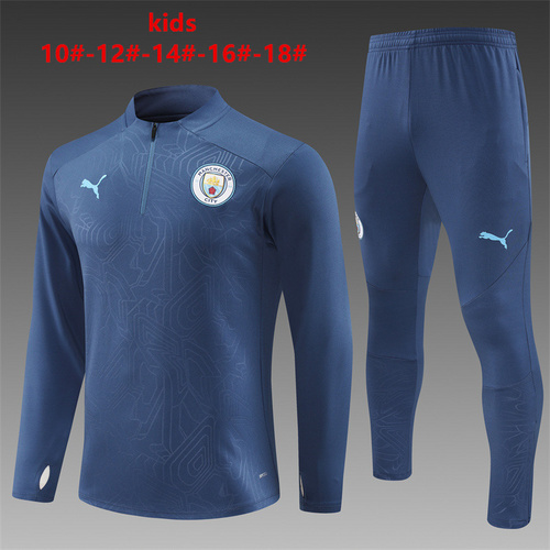 24/25 Manchester City Royal Blue Kid half zip Tracksuit Steel stamp