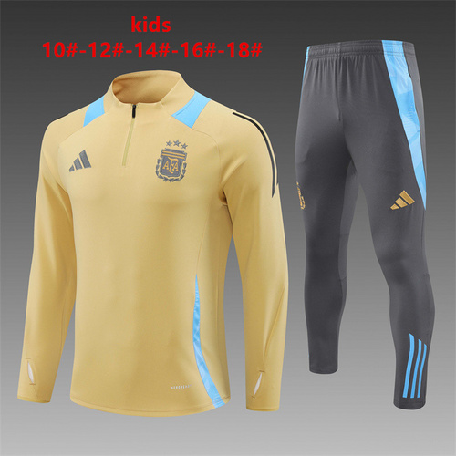 24/25 Argentina golden half zip kids Tracksuit