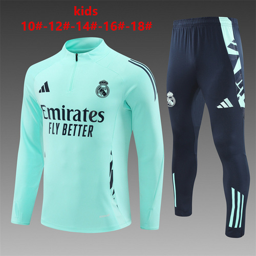 24/25 Real Madrid lake blue Kid half zip Tracksuit