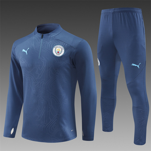 24/25 Manchester City Royal Blue half zip Tracksuit Steel stamp