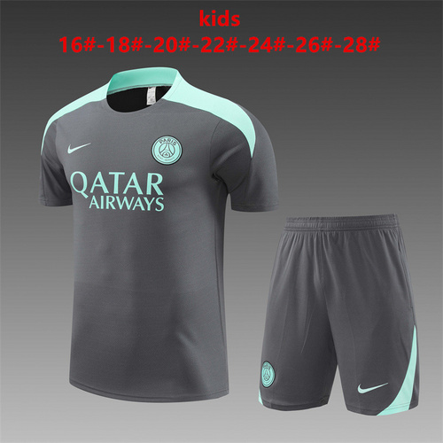 24/25 PSG Dark gray with light blue kid Training Kits