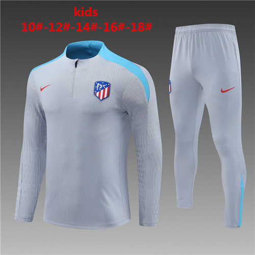 24/25 Atletico Madrid grey Kid half zip Tracksuit