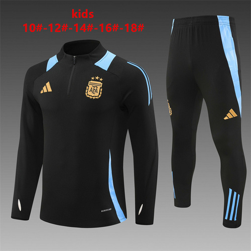 24/25 Argentina black half zip kids Tracksuit