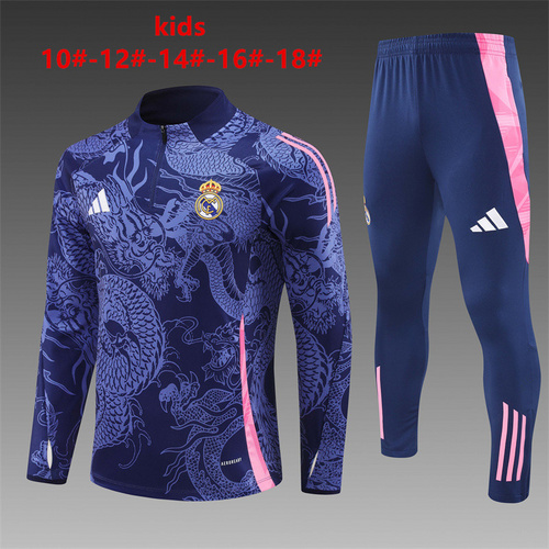 24/25 Real Madrid royal blue Kid half zip Tracksuit Special edition