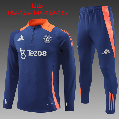 24/25 M-U royal blue Kid half zip Tracksuit