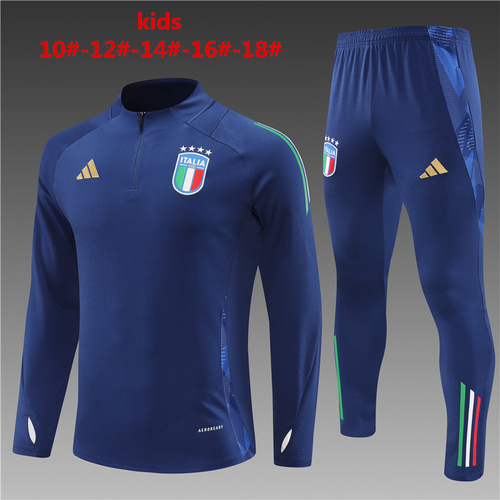 24/25 Italy Kid half zip Tracksuit royal blue