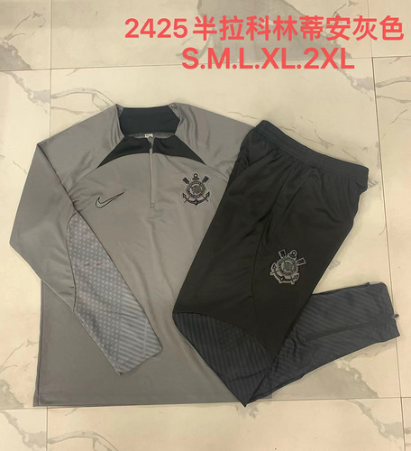 24/25 Corinthians grey half zip Tracksuit