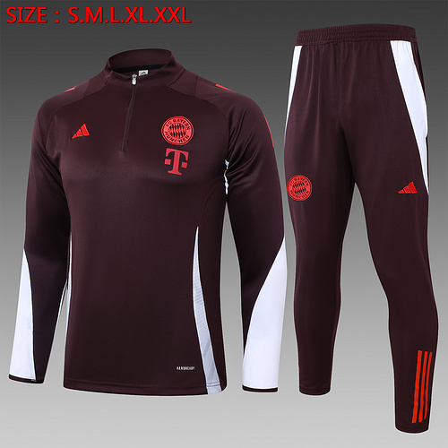 24/25 Bayern Munchen Red brown half zip Tracksuit