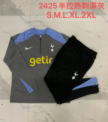 24/25 Tottenham dark gray half zip Tracksuit