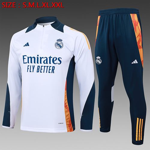 24/25 Real Madrid White half zip Tracksuit