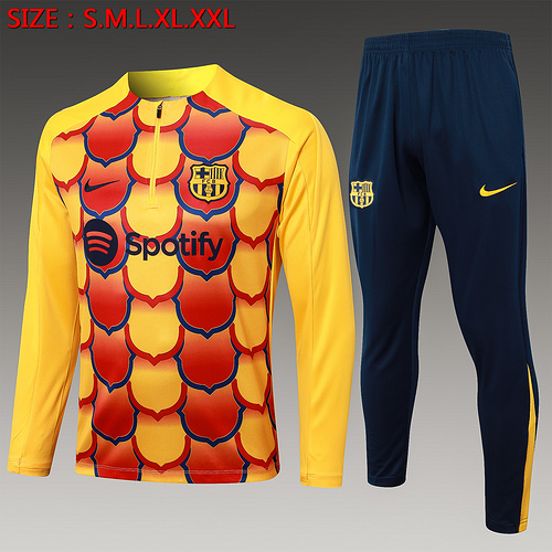 24/25 Barcelona yellow inkjet half zip Tracksuit