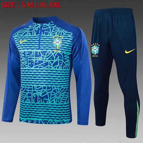 24/25 Brazil Royal Blue Inkjet half zip tracksuit