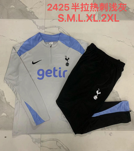 24/25 Tottenham Light gray half zip Tracksuit