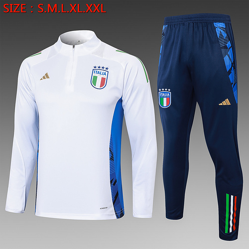 24/25 Italy half zip Tracksuit white