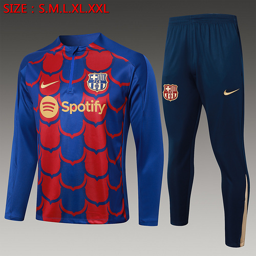 24/25 Barcelona color blue inkjet half zip Tracksuit