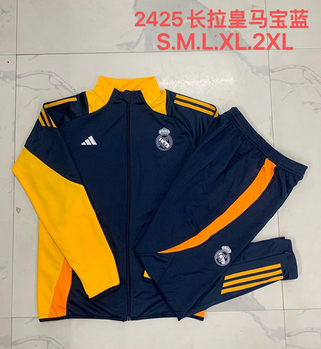 24/25 Real Madrid royal blue Jacket Sets yellow sleeves