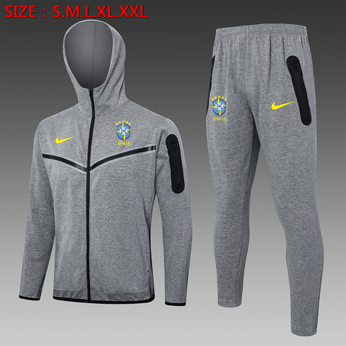 24/25 Brazil Gray Hooded Jacket Sets