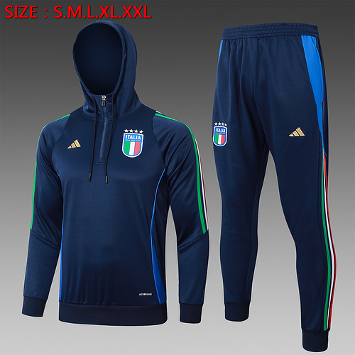 24/25 Italy royal blue half zip Hooded Jacket sets