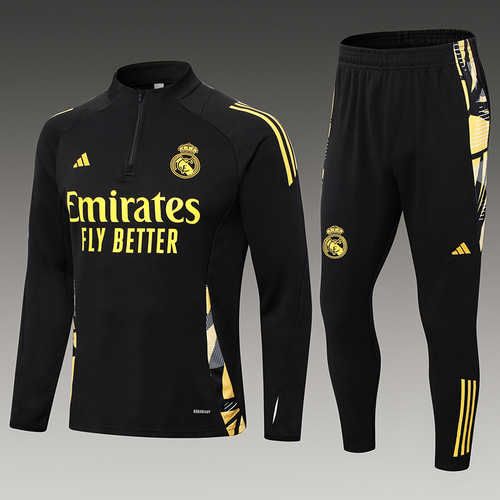 24/25 Real Madrid black half zip Tracksuit