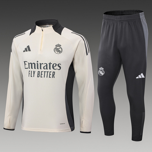 24/25 Real Madrid Beige half zip Tracksuit