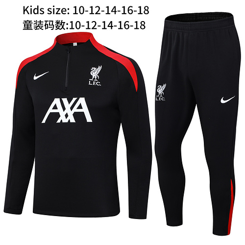 24/25 Liverpool black kid half zip tracksuit