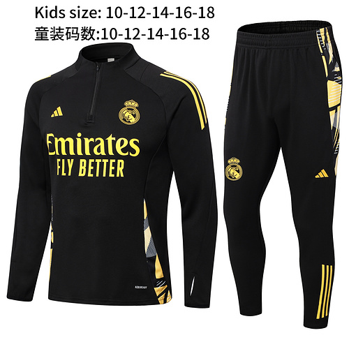 24/25 Real Madrid black Kid half zip Tracksuit