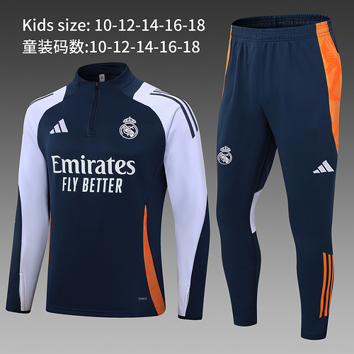 24/25 Real Madrid royal blue Kid half zip Tracksuit