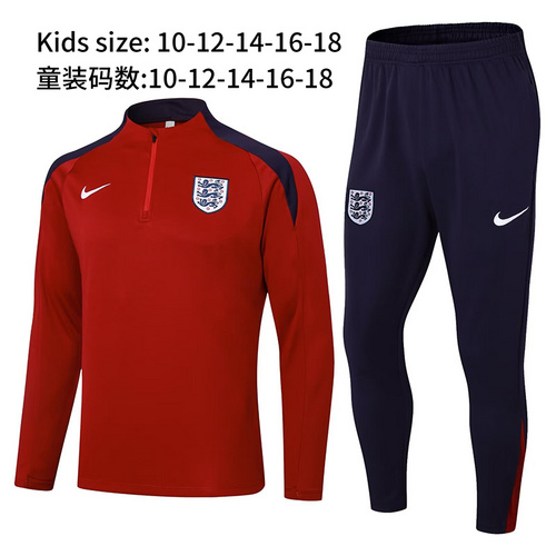 24/25 England red Kid half zip Tracksuit