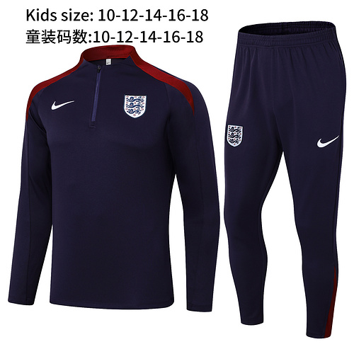 24/25 England purple Kid half zip Tracksuit