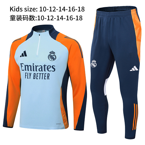 24/25 Real Madrid llight blue Kid half zip Tracksuit