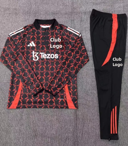 24/25 M-U red black Camouflage Kid half zip Tracksuit