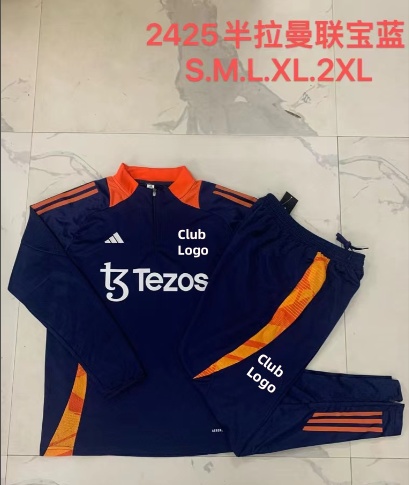 24/25 M-U royal blue half zip Tracksuit