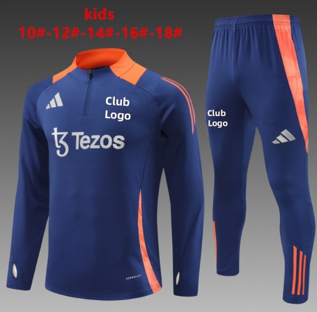 24/25 M-U royal blue Kid half zip Tracksuit