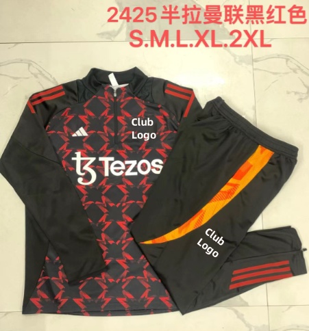 24/25 M-U black red half zip Tracksuit