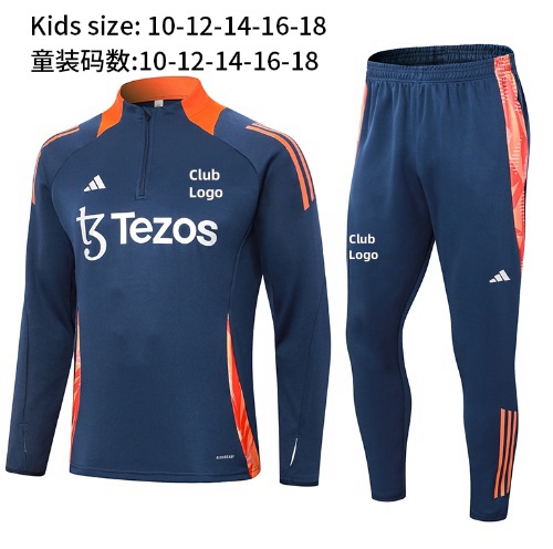 24/25 M-U royal blue Kid half zip Tracksuit