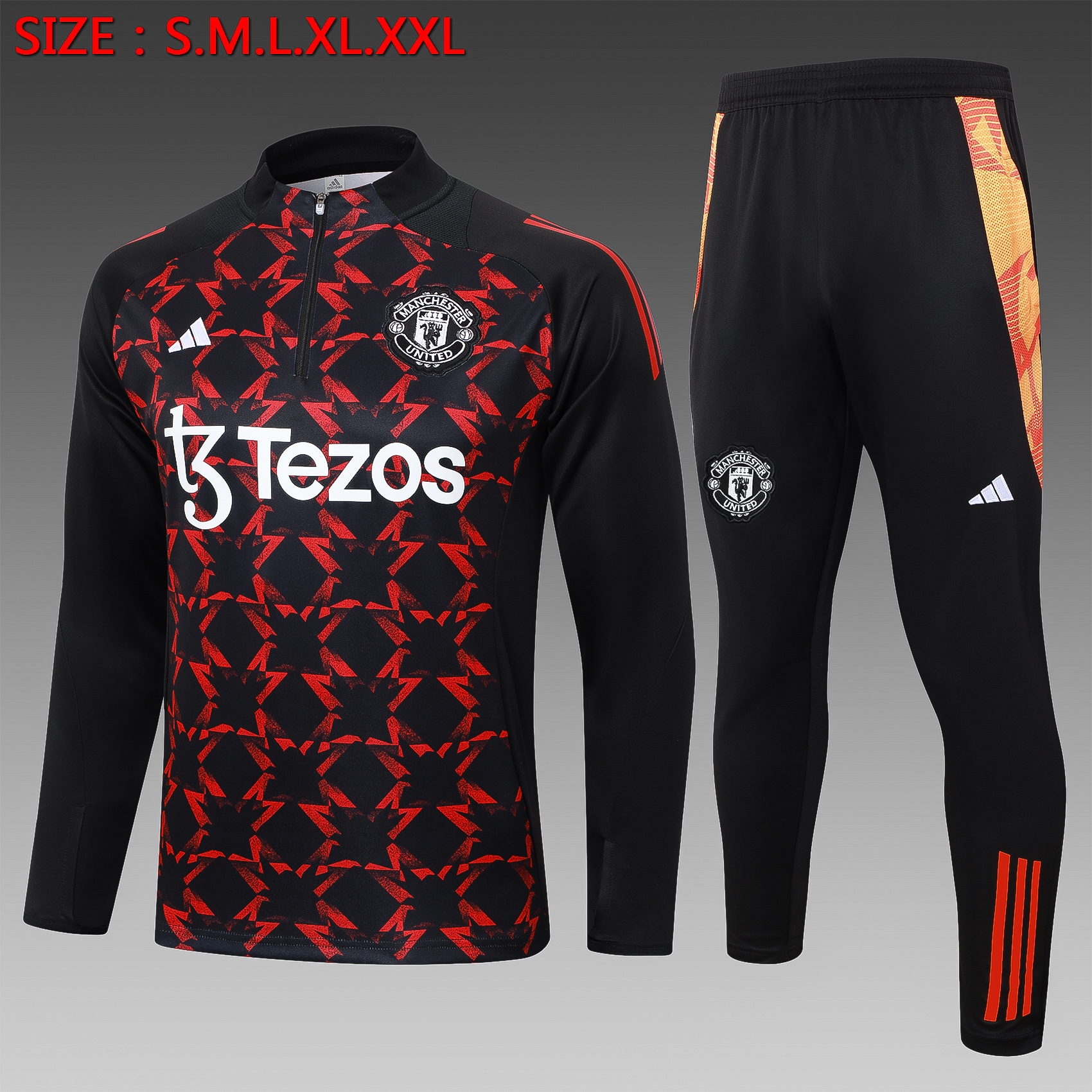 24/25 Manchester United black red half zip Tracksuit