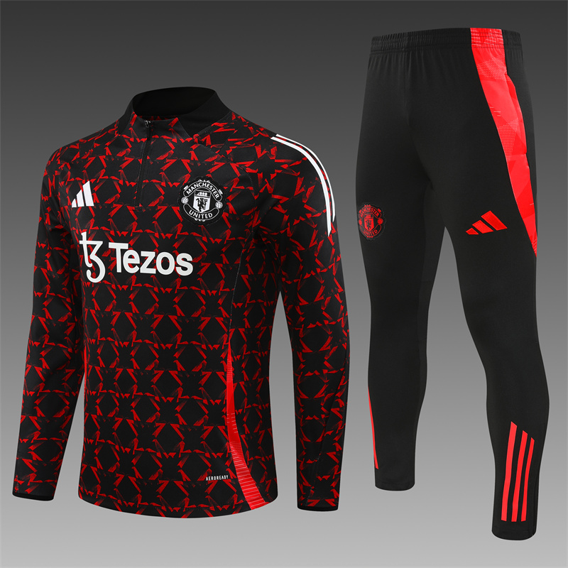 24/25 Manchester United red black Camouflage half zip Tracksuit