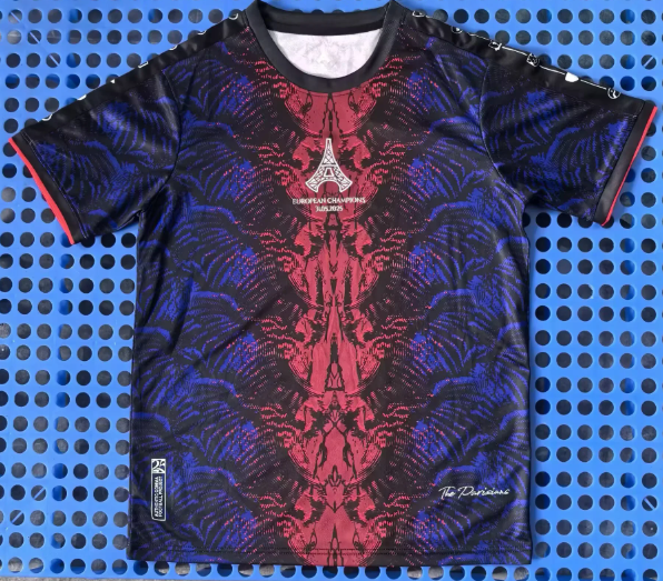 Fans Version 25/26 Paris Champion Edition T-shirt Red and Blue